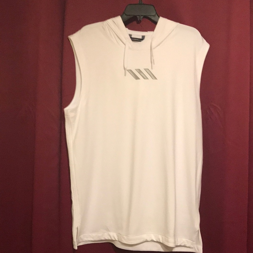 Adidas white basketball hooded shirt size large.